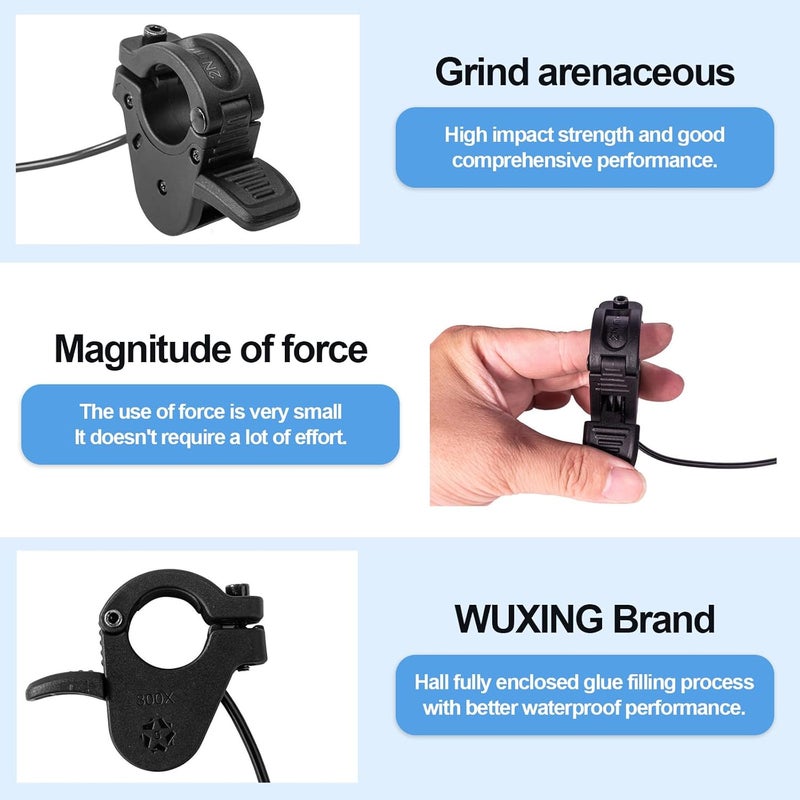 HUSETOO Electric Throttle 300X Thumb Throttle for 7/8inch 22mm Left and Right Handlebars 12v 24v 36v 48v 60v 72v Electric E-Bikes (M8 Waterproof Plug) - Image 5